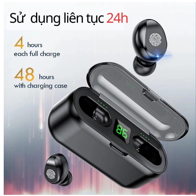 ai nghe bluetooth AMOI F9 TWS 5.0 bản Quốc tế không dây cảm ứng chống nước IPX5, chống ồn tích hợp sạc dự phòng 2500mAh