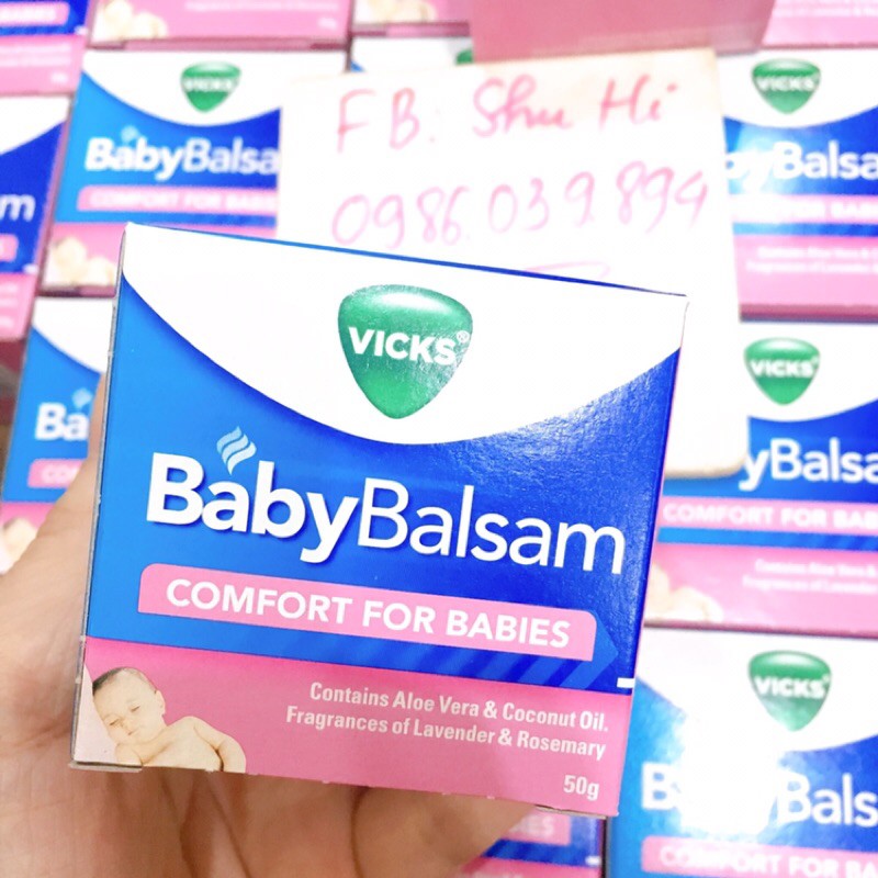 Dầu ấm Vick Baby Balsam 50g Úc Bôi Ấm Ngực Cho Bé Úc