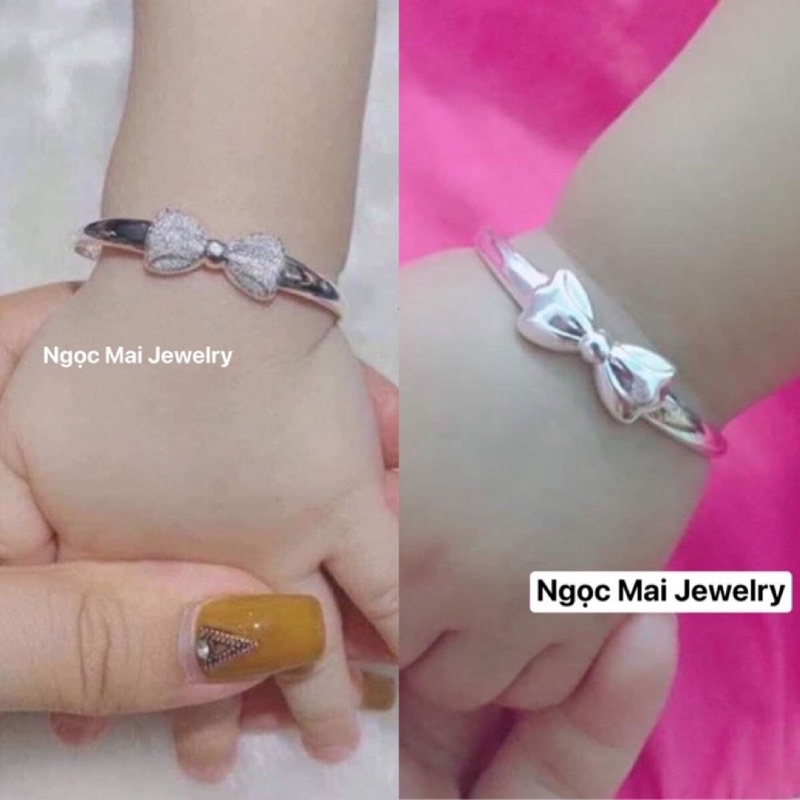 Vòng nơ khắc tên cho bé co dãn điều chỉnh đc size nhiều kiểu trang trí bắt mắt - Ngọc Mai Jewelry