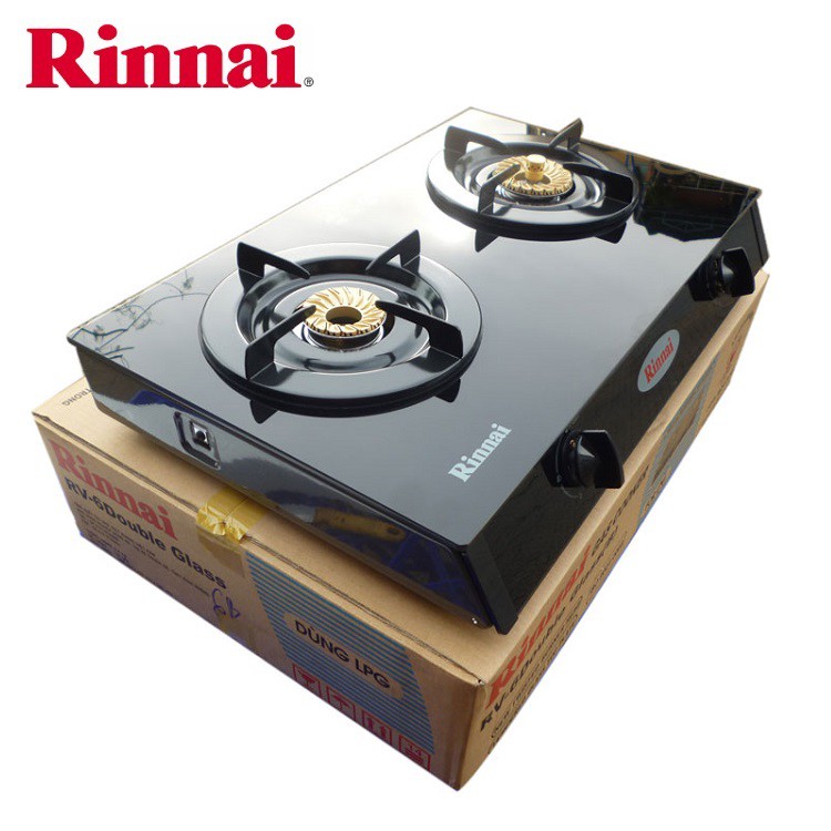 Bếp gas RINNAI 7 tấc RV-7 DOUBLE GLASS  - Chén đồng có đầu hâm tiết kiệm gas