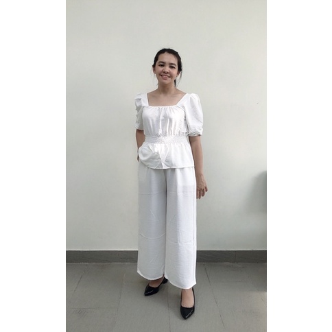 [48-60ky] Set bộ chất đũi thun quần culottes ống rộng có túi sang chảnh