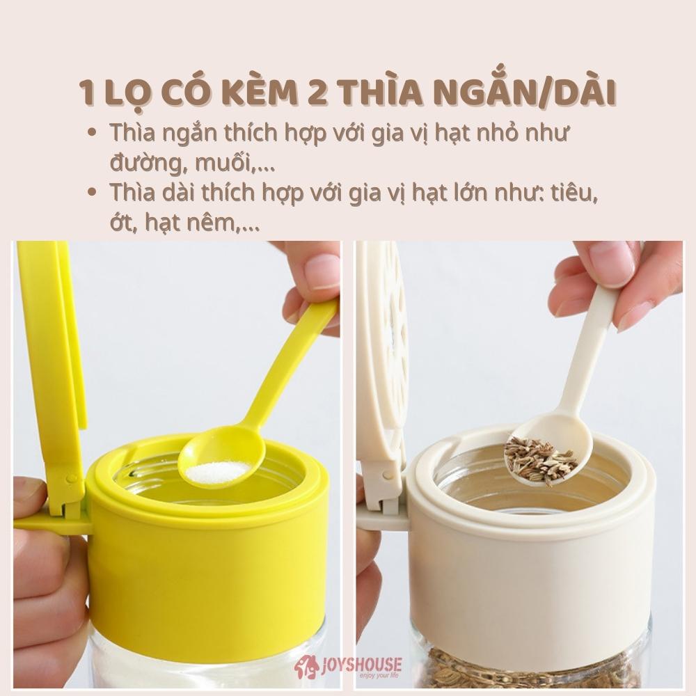 Hũ đựng gia vị thủy tinh cao cấp 350ml nắp kín có gói hút ẩm và ron silicon chống ẩm tặng kèm 2 muỗng và nhãn lọ gia vị