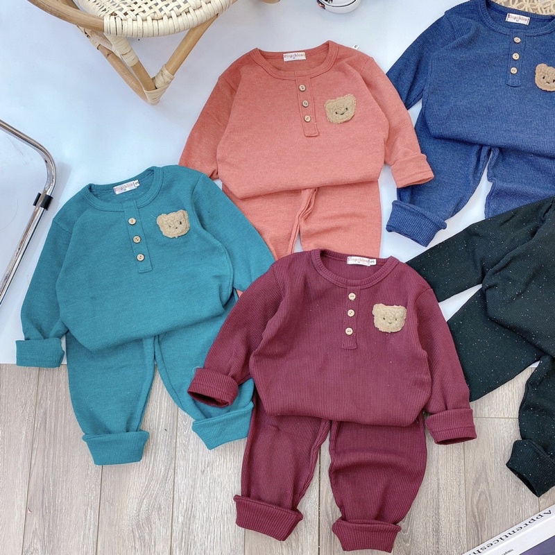 GẤU 3 KHUY Bộ dài tay TỔ ONG mã 36050