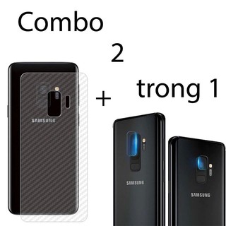 Combo 2 decal vân carbon Samsung S9 Plus và 4 miếng dán camera
