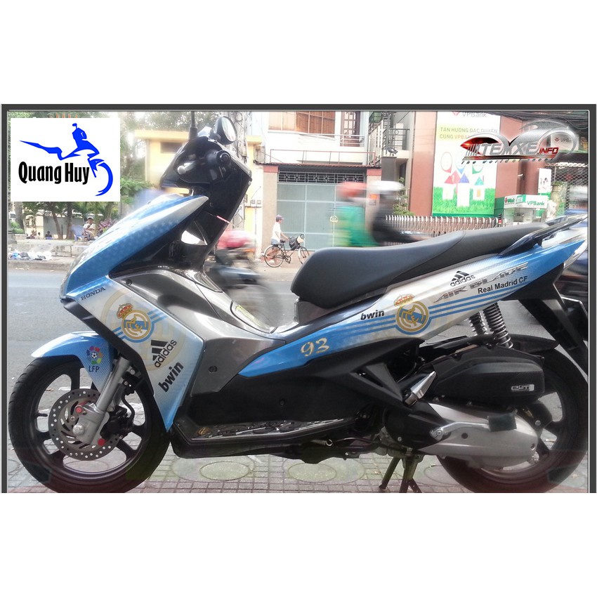 Tem trùm ♦FREESHIP♦ air blade xanh trắng real đời 2013-2014-2015, độ team trùm ab dán phủ dàn áo xe trắng xanh rẻ đẹp