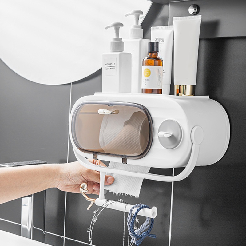 Hộp Đựng Khăn Giấy Gắn Tường Kèm Giá Đỡ Khăn Giấy Tiện Dụng