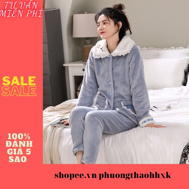 SẴN Bộ lông siêu dày ấm túi viền ren bánh bèo