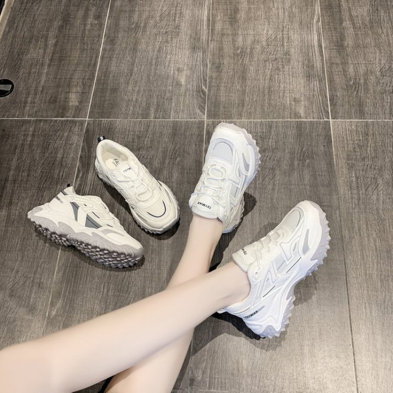 Giày đế độn nữ TSYMIAR cao cấp - sneaker nữ cao 5cm, phong cách ulzzang Hàn Quốc, chuẩn phom, màu trắng dễ phối đồ