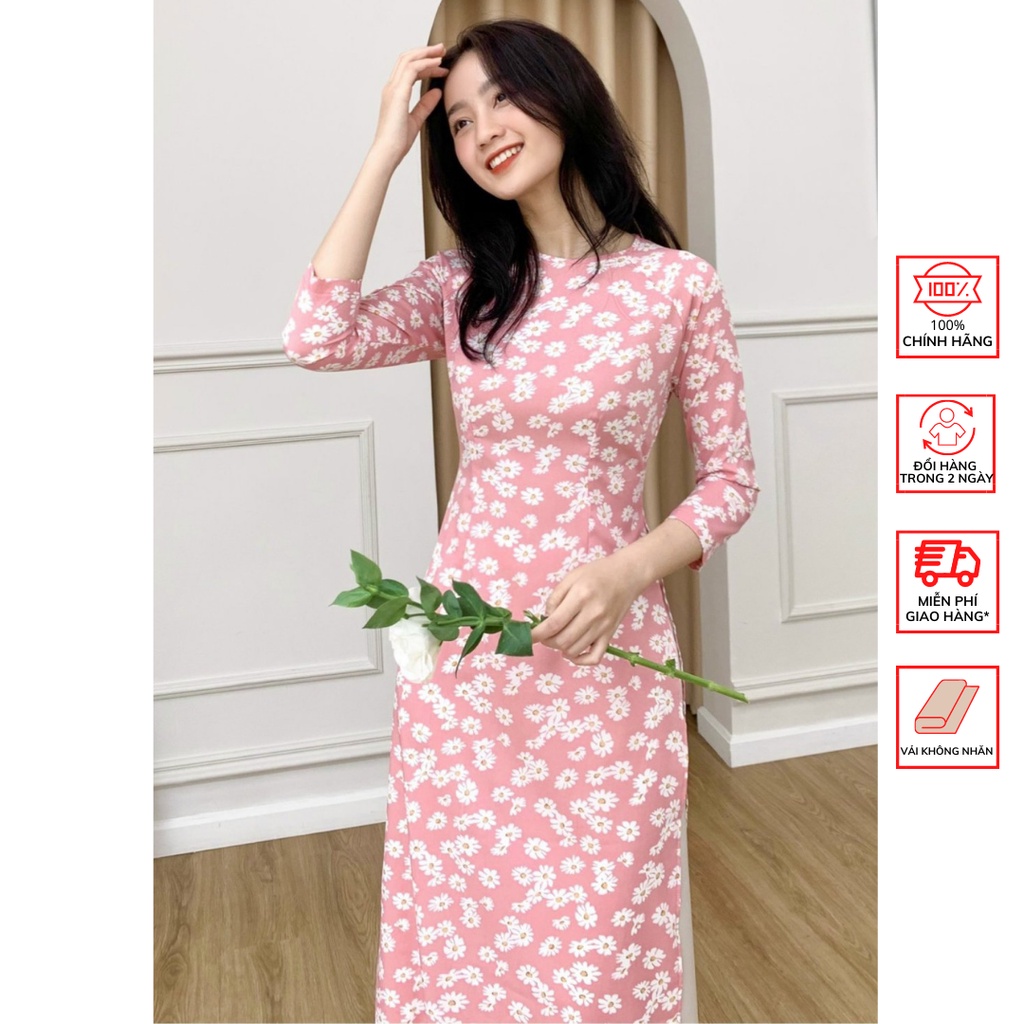 Áo dài FOR HER Hoa Cúc Hồng AD01576