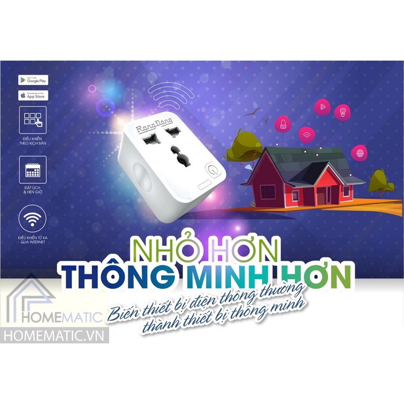 (Rạng Đông) Ổ Cắm Điện Thông Minh 16A , Điều Khiển Bằng Wifi , 3g, 4g- Rạng Đông công suất 3500w