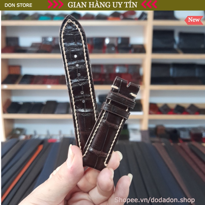 Dây Đồng Hồ Cá Sấu Khâu Móc Bằng Tay Chỉ Nổi Cao Cấp (HÀNG VIP) BH 24 THÁNG