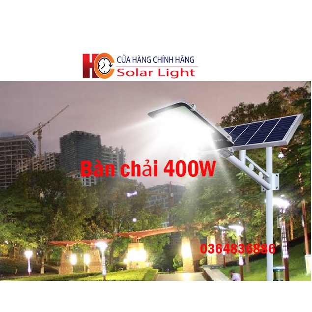 Đèn năng lượng mặt trời  bàn chải HC SOLAR LIGHT 400W, Vỏ nhôm, Tấm pin NLMT rời, Ánh sáng trắng
