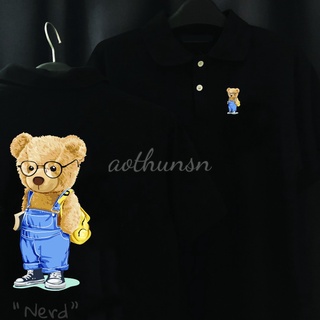 Áo thun cổ trụ cổ bâu polo gấu nerk