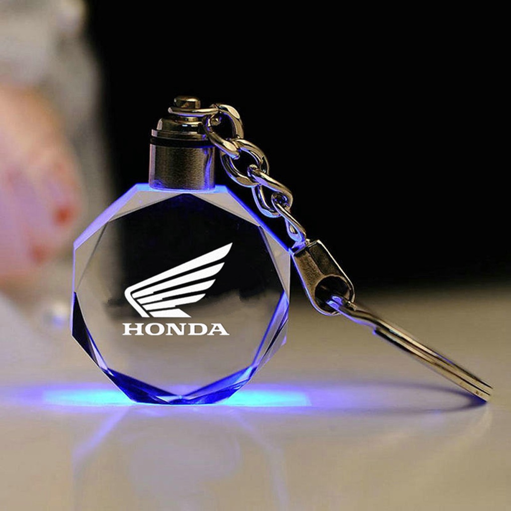 Móc Khóa Xe Máy K9 Trong Suốt Đính Pha Lê Đa Giác Có Đèn LED Làm Quà Tặng Cho Ngày Của Cha