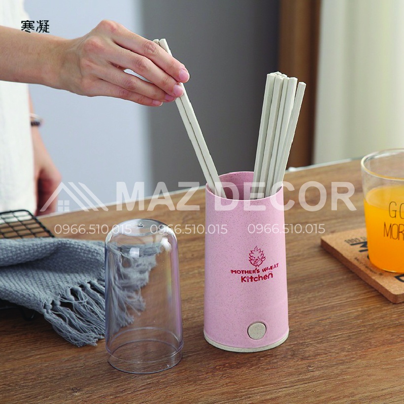 Giá sỉ Ống cắm đũa lúa mạch có nắp đậy giá rẻ đẹp dày dặn tiện dụng đa năng