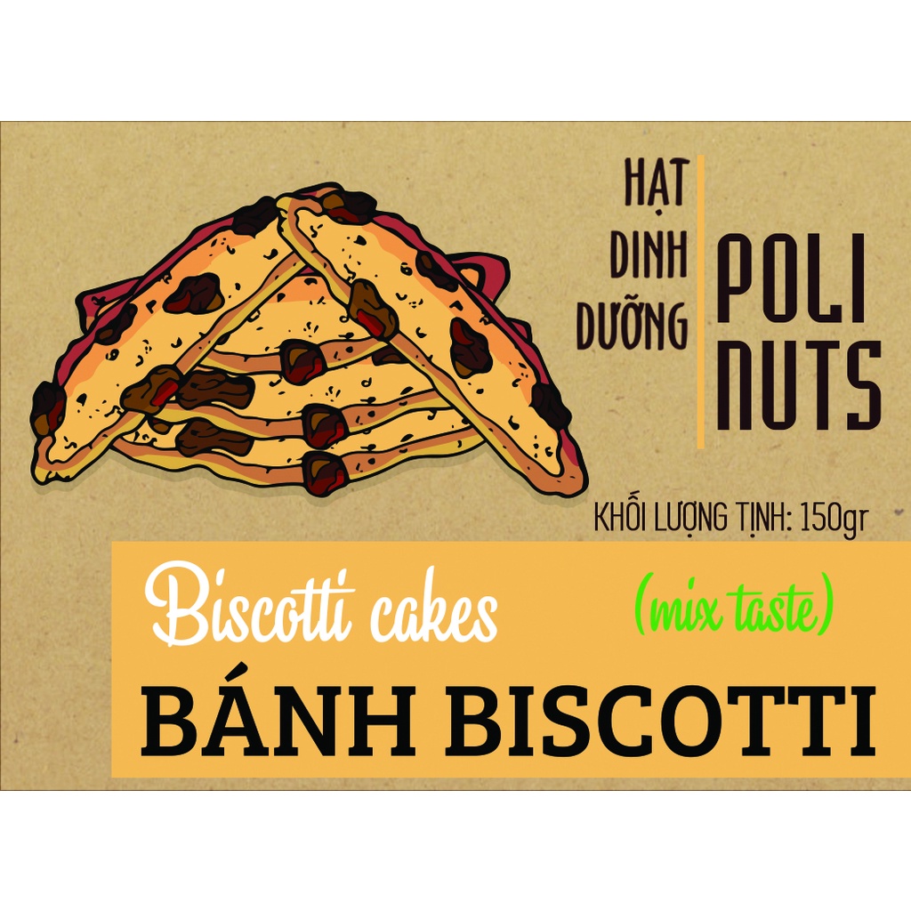 Bánh Biscotti Ăn Kiêng Nguyên Cám Không Đường Hỗ Trợ Giảm Cân Chuẩn Vị Ý (Vani - Chocolate - Matcha) 250g POLINUTS