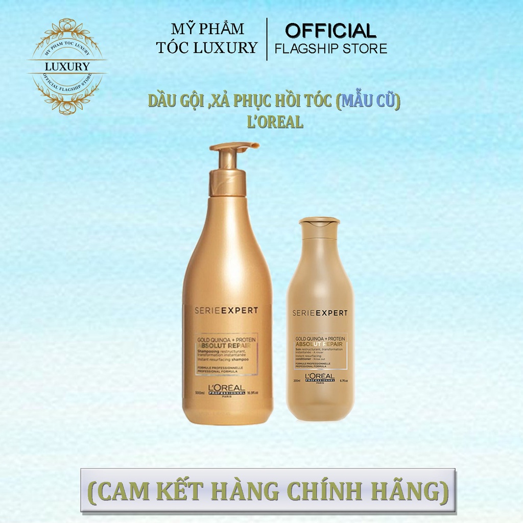 Dầu gội xả loreal phục hồi tóc hư tổn Absolut repair 500ml-200ml