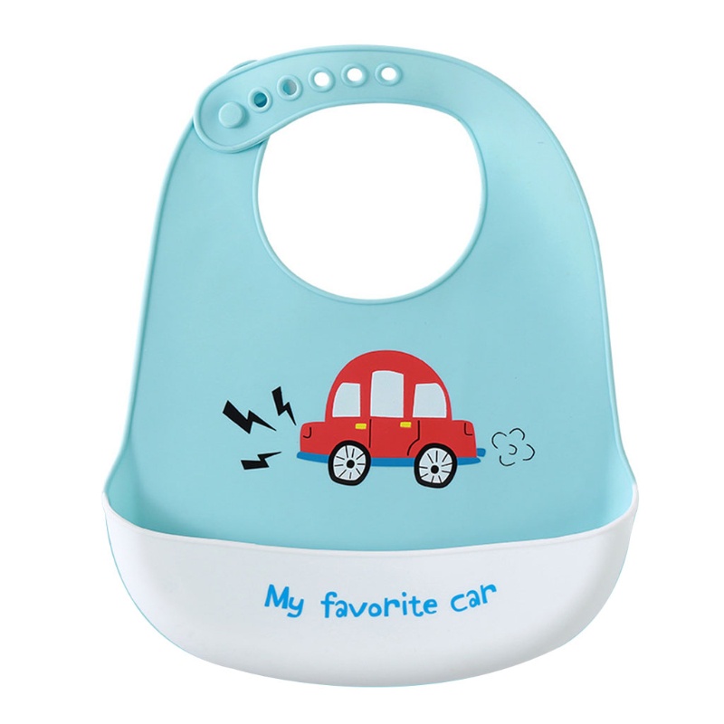 Yếm ăn dặm bằng silicon chống thấm nước họa tiết hoạt hình dễ thương cho bé