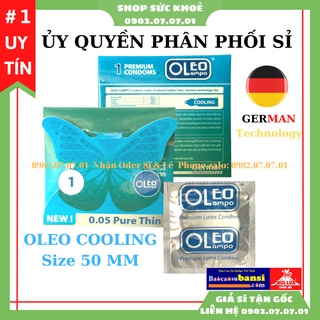 Bao cao su Oleo Cooling dòng cao cấp, tăng cường gel, rộng 50mm mát lạnh siêu mỏng 0.05,1 bao từ CHÍNH HÃNG, giá siêu rẻ