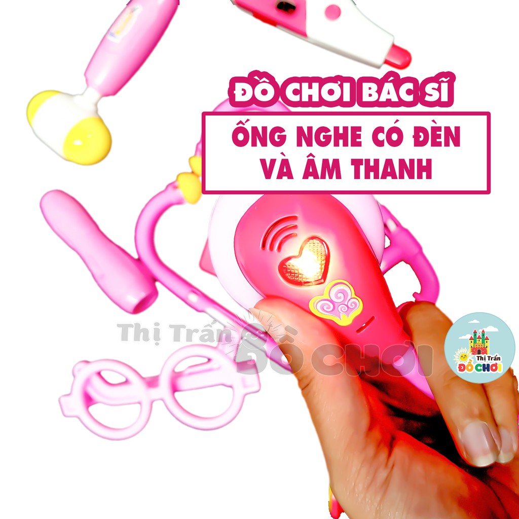 Đồ chơi bác sĩ 🎀 COMBO 🎀 Đồ chơi bác sĩ cho bé gái có đèn kèm vali trang điểm yêu ( combo 2 món )-6889-151A+1598AB