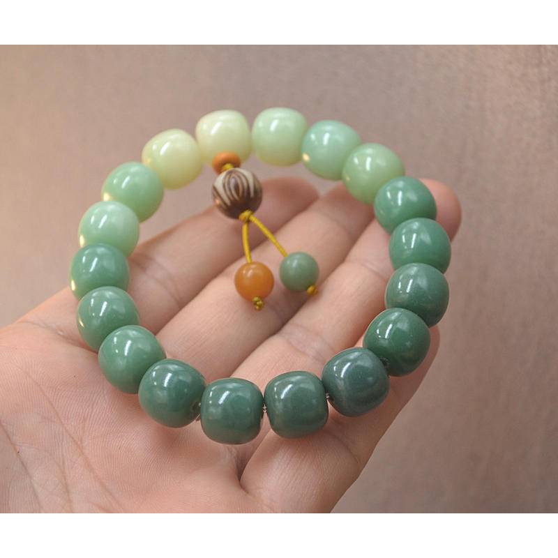 Vòng Tay Chuỗi Hạt Bồ Đề Màu Xanh Lá Gradient Kích Thước 12 * 11 Năm Mới