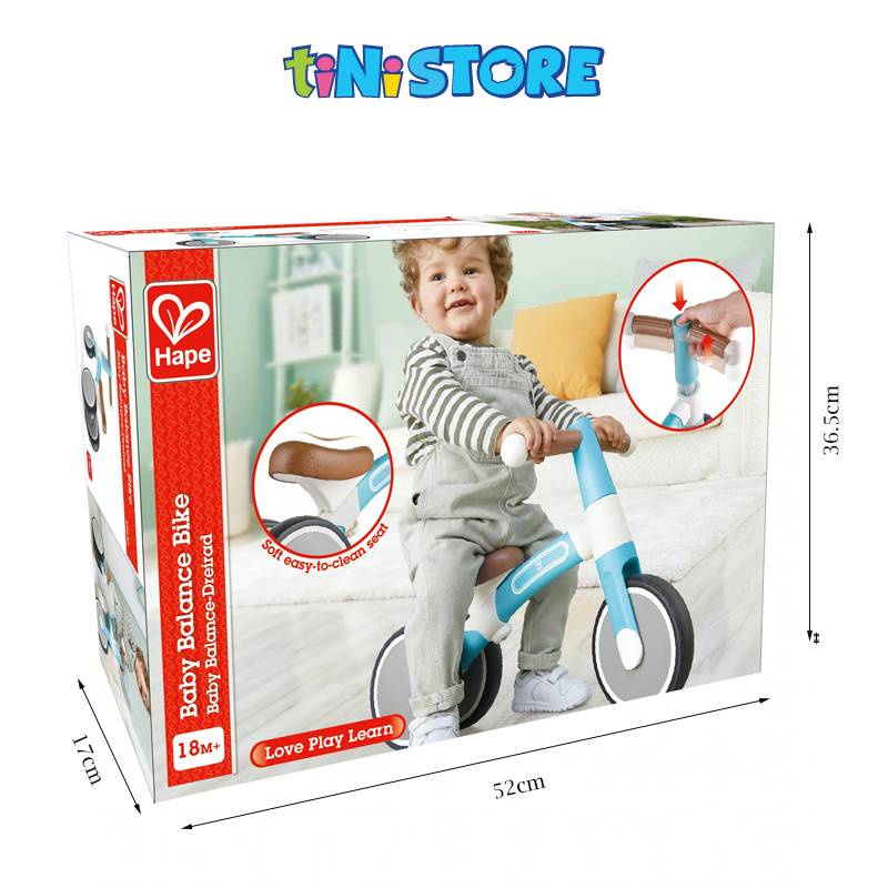 tiNiStore-Đồ chơi bằng gỗ xe đạp thăng bằng màu xanh lam nhạt Hape E8652