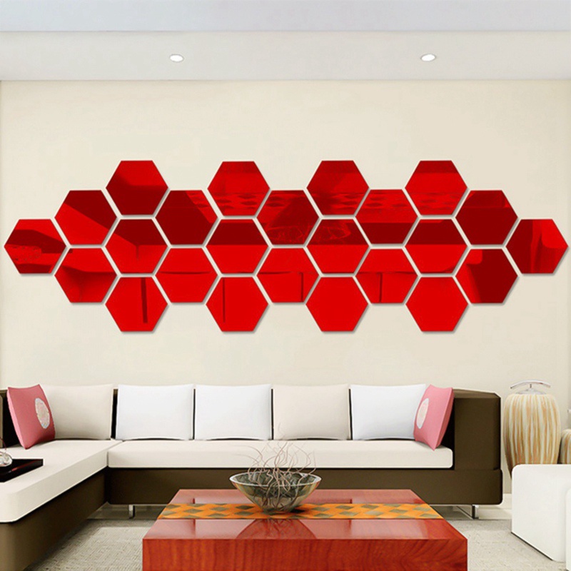 Miếng dán tường thiết kế tráng gương phong cách 3D hình lục giác sang trọng | BigBuy360 - bigbuy360.vn