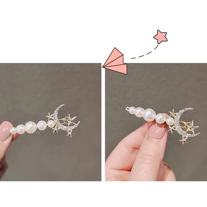 Kẹp mái đính hạt họa tiết ngôi sao tiểu hành tinh dễ thương PK086