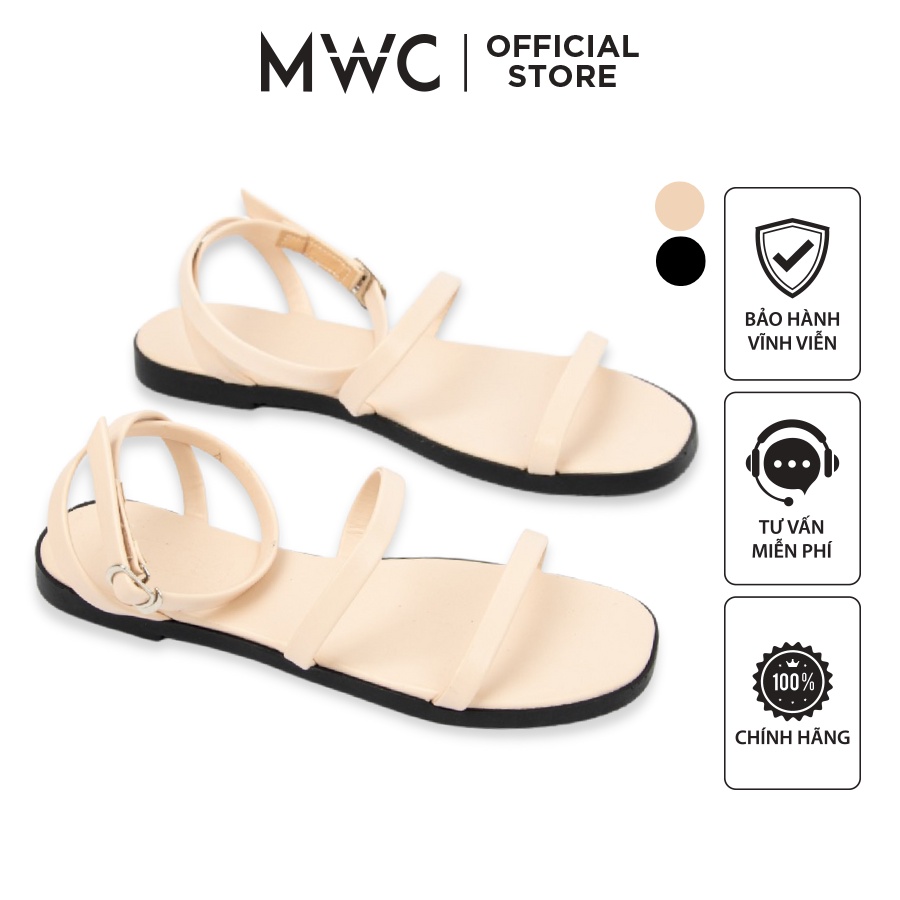 Giày MWC 2886 - Giày Sandal Đế Bệt, Giày Sandal Quai Dây Mảnh Basic Đế Bệt Siêu Xinh