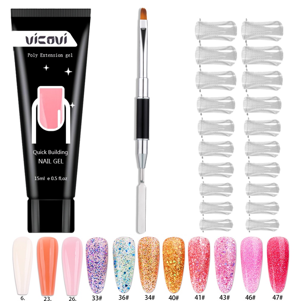 Bộ 3 Dụng Cụ Nối Dài Móng Tay 15ml Thời Trang Kèm Khuôn Tiện Lợi