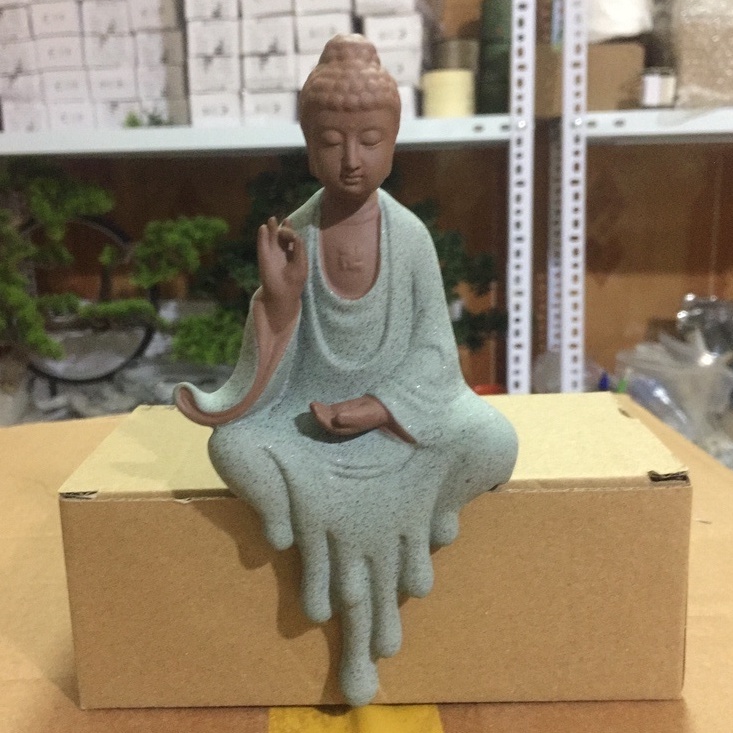 Tượng Phật Gốm A Di Đà Ban Phước Thiền Ấn- Chất liệu Gốm Sứ Tử Sa Màu Cát Sần Tự nhiên
