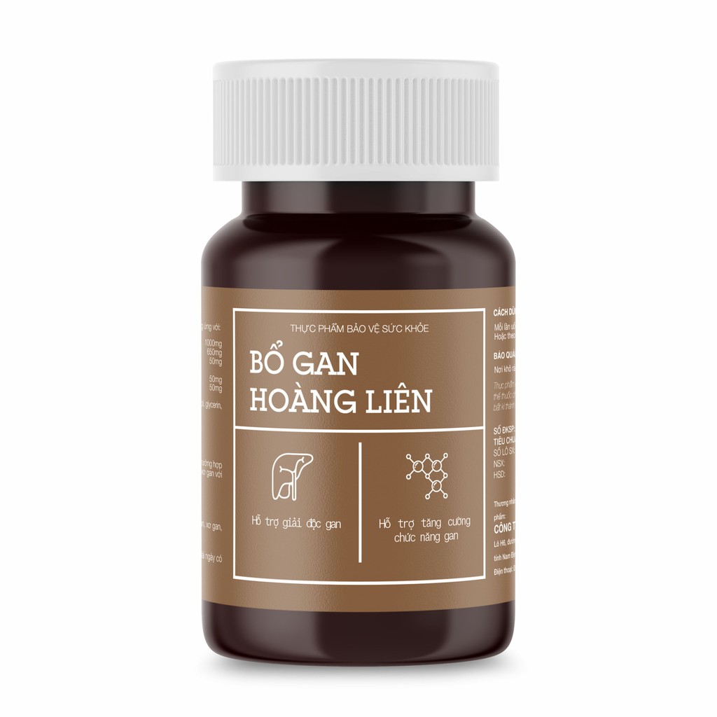 Bổ Gan Hoàng Liên - Hỗ trợ giải độc gan, tăng cường chức năng gan, bảo vệ tế bào gan (Lọ 60v)
