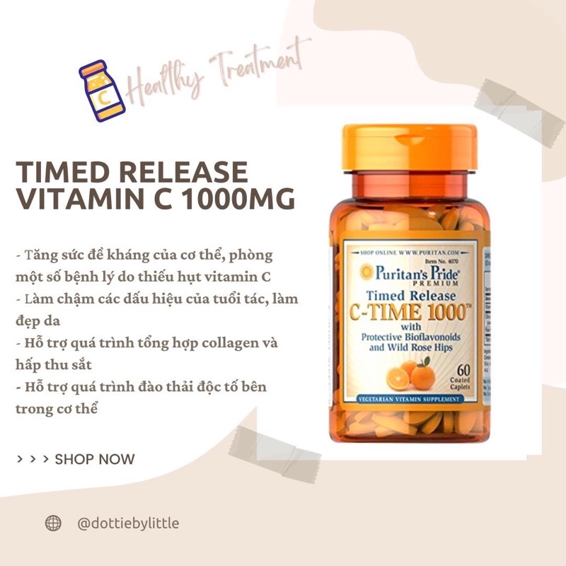 [BILL US] Viên uống bổ sung Vitamin C 1000mg Puritan's Pride