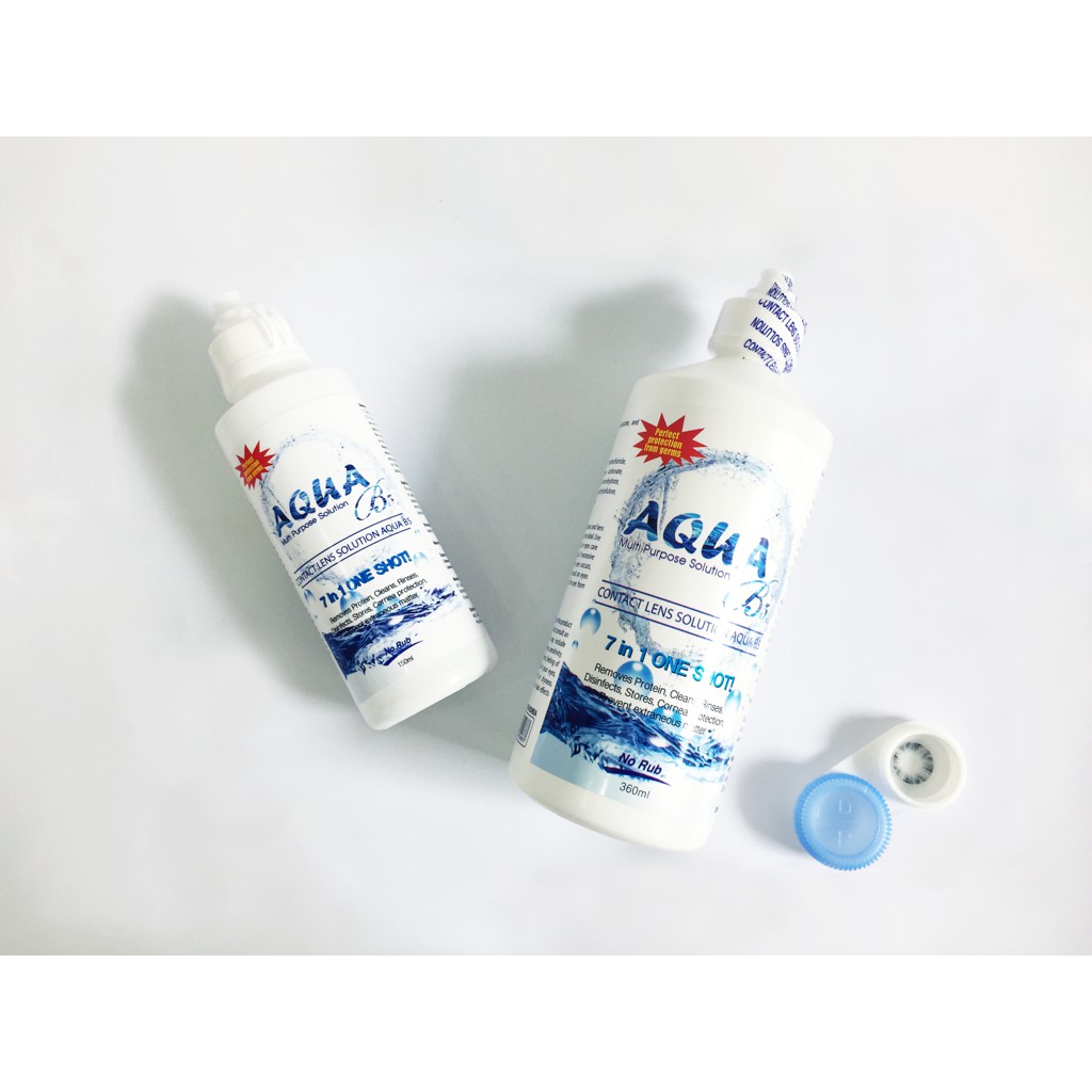 [giá thấp nhất] Nước nhỏ mắt dùng kính áp tròng + Nước ngâm kính áp tròng AQUA Hàn Quốc 15ml