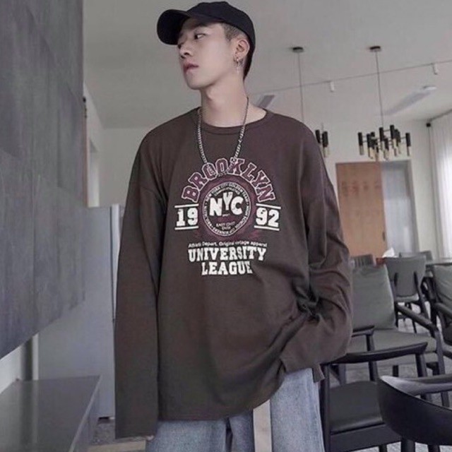 [ Có Ảnh Thật ] Áo thun tay dài form rộng unisex - Sweater brooklyn 1992 | BigBuy360 - bigbuy360.vn