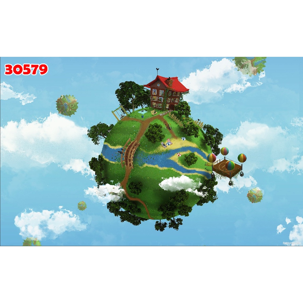 Tranh 3D Dán Tường HOẠT HÌNH Chèn Chữ Miễn Phí