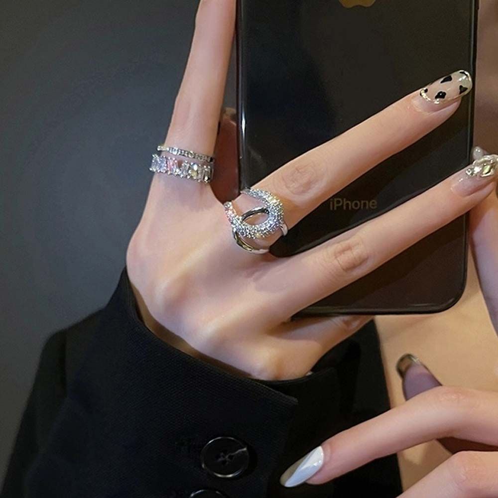 Nhẫn hở đính đá zircon phong cách Hàn Quốc sang trọng cho nữ