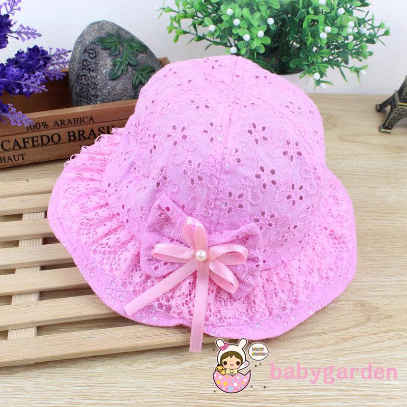 ღ♛ღNewborn Baby Girls Hat Flower Princess Outdoor Summer Bucket Sun Hat