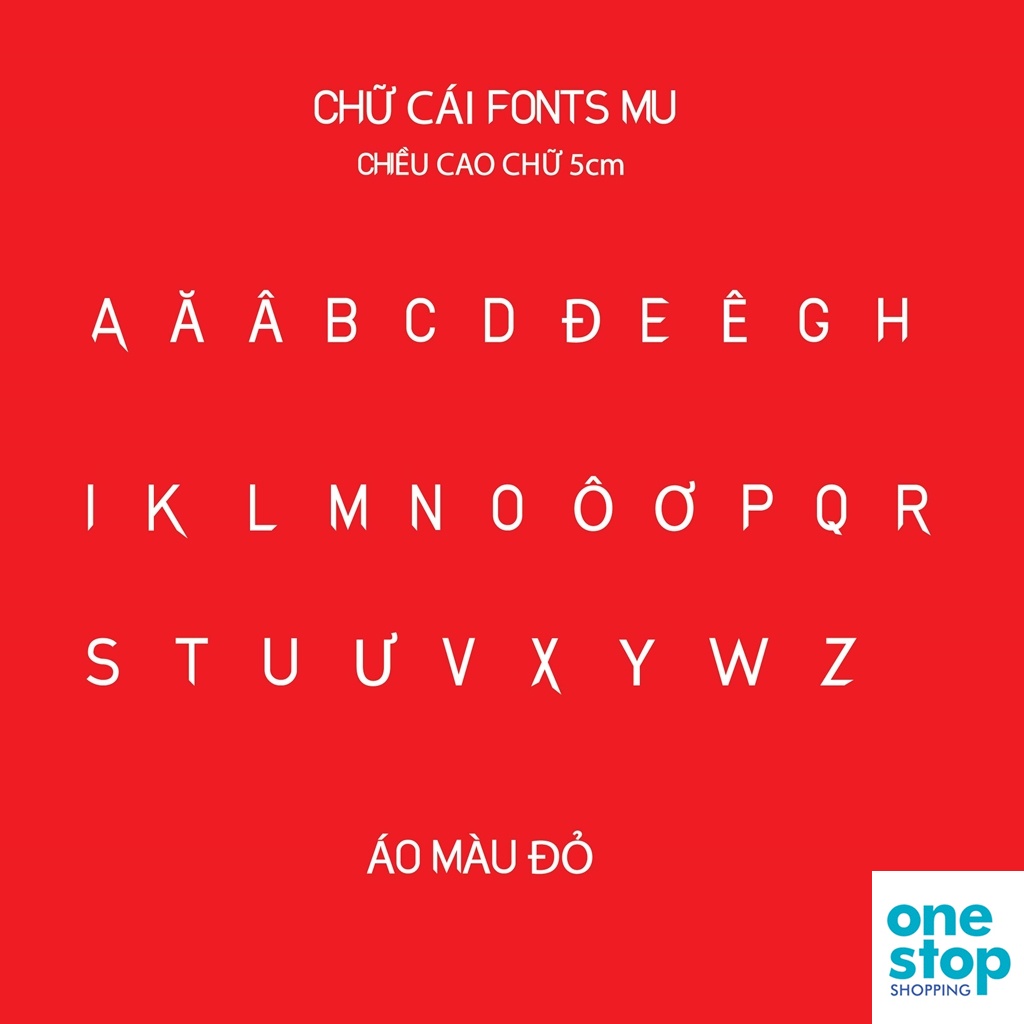 Bảng chữ cái từ (O-Z) fonts đội MU one shop