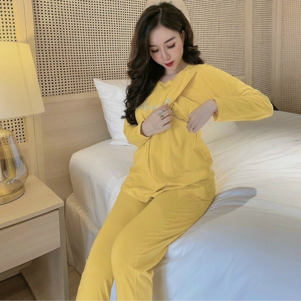 Bộ đồ bầu dài tay M200 chất Cotton cao cấp freesize từ 45 đến 75kg