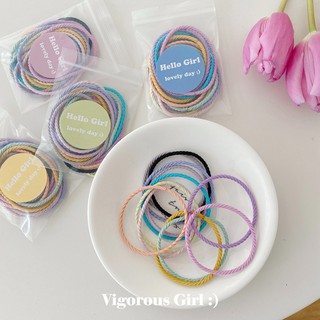 Set 12 dây cột tóc, thun cột tóc màu pastel xin xắn ulzzang