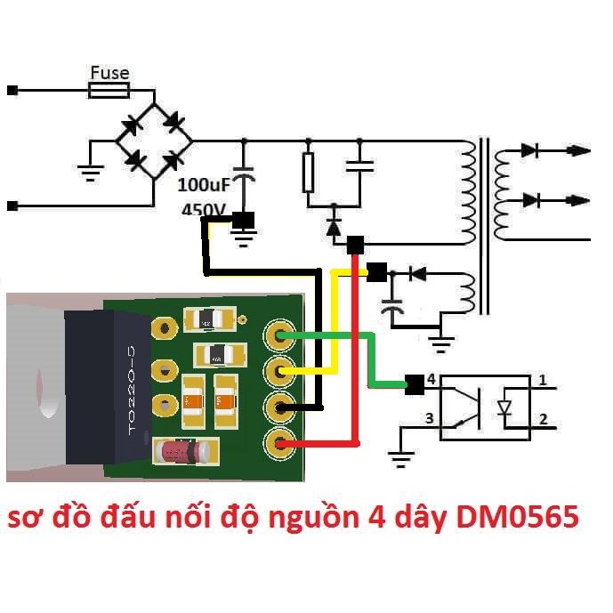 ĐỘ NGUỒN DM0565 4 dây bản nâng cấp  170k 1 sét  10 nguồn