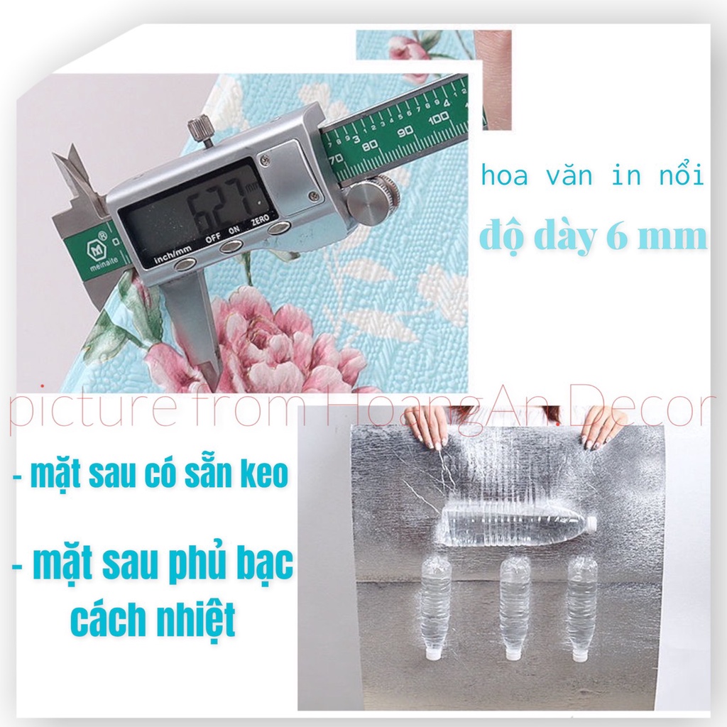 Xốp dán tường cổ điển, mẫu mới 2022, kích thước 70x70 cm, mặt sau tráng bạc có sẵn keo