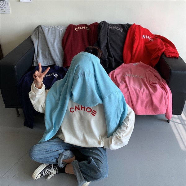 Áo Sweater Dáng Rộng In Chữ Phong Cách Hàn Quốc Năng Động Cho Nữ