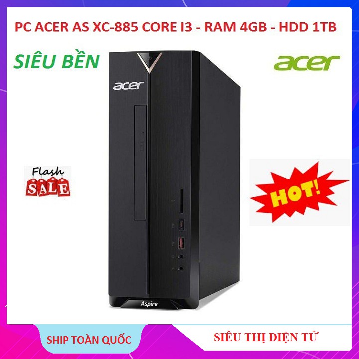 PC Acer AS XC885 Chip Core i3 8100 | Ram 4GB | HDD 1TB Chính Hãng Xuất Sắc