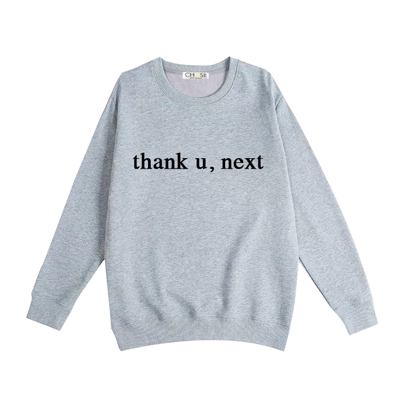 GRANDE Áo Hoodie Cổ Tròn Dáng Rộng In Chữ Thank You Next Thời Trang Mùa Đông Cho Nữ