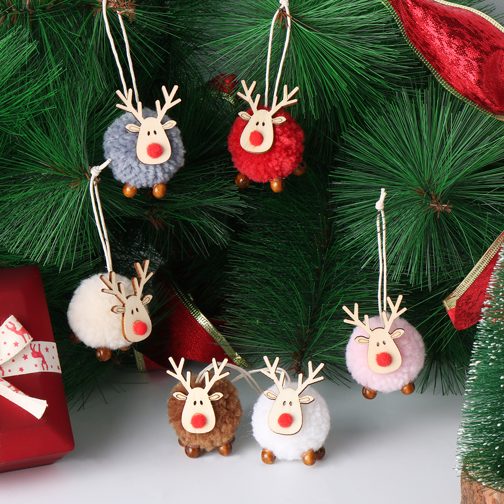 Phụ kiện treo trang trí cây thông Noel hình chú tuần lộc bằng vải nỉ đáng yêu cho Giáng Sinh