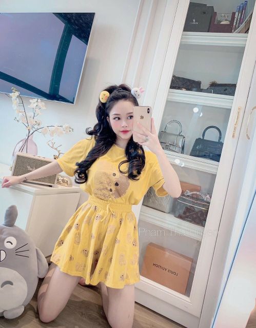 Set áo + quần giả váy hình gấu nhiều màu | BigBuy360 - bigbuy360.vn
