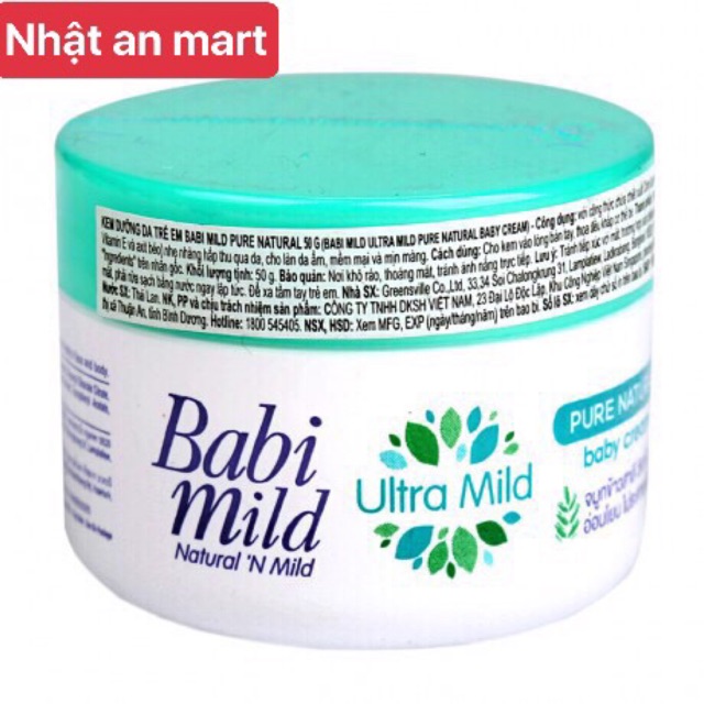 KEM DƯỠNG DA CHO BÉ BABI MILD PURE NATURAL (50G)