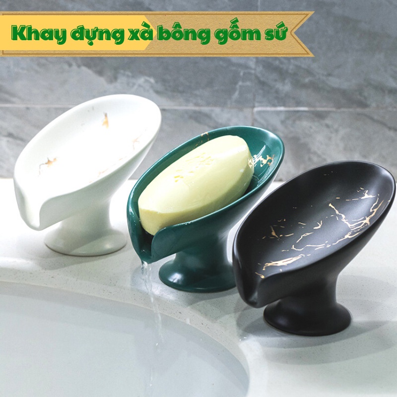 Khay đựng xà bông cục trong nhà tắm, Giá để xà phòng bằng gốm cao cấp cho Khách Sạn, Nhà hàng Bằng Sứ Cao Cấp